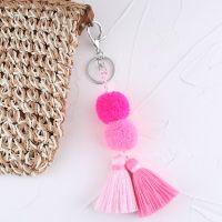 Colorful Pompom Tassel Keychain Handmade Bohemian Key Ring For Women Boho Handbag Accessories Key Holder Jewelry Gifts Key Chains