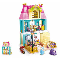 Sluban Village Princess Friends Pizza Shop Restaurant Building Blocks Kit Bricks Classic Model Kids Girl Toys For Children Gift