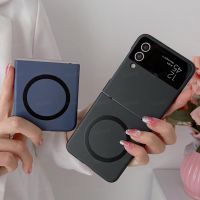 [ข้อเสนอพิเศษ]เคสชาร์จไร้สายแม่เหล็กผิวเรียบ4สีสำหรับ Samsung Galaxy Z Flip 3 4 Flip3 Flip4 Magsafe ฝาครอบโทรศัพท์กันกระแทก