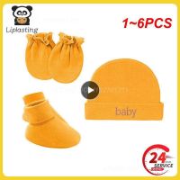 1 6PCS Newborn Hat Gloves Socks Set for Baby Boy Girl Cotton Fall Casual Photography Props Soft Headwear Infant Nightcap Fashion