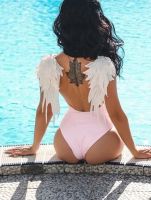 Angel Wings Swimsuit Kids And Adults Swimwear Family Matching Swimwear Mother And Girl Swimsuit Backless Swimming Suit Women