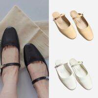 IOO Brand B Muller Half-slipper Half-Baotou Slipper Flat Leather One-shoe French Retro Mary Jane Sandals High Quality Free Ship