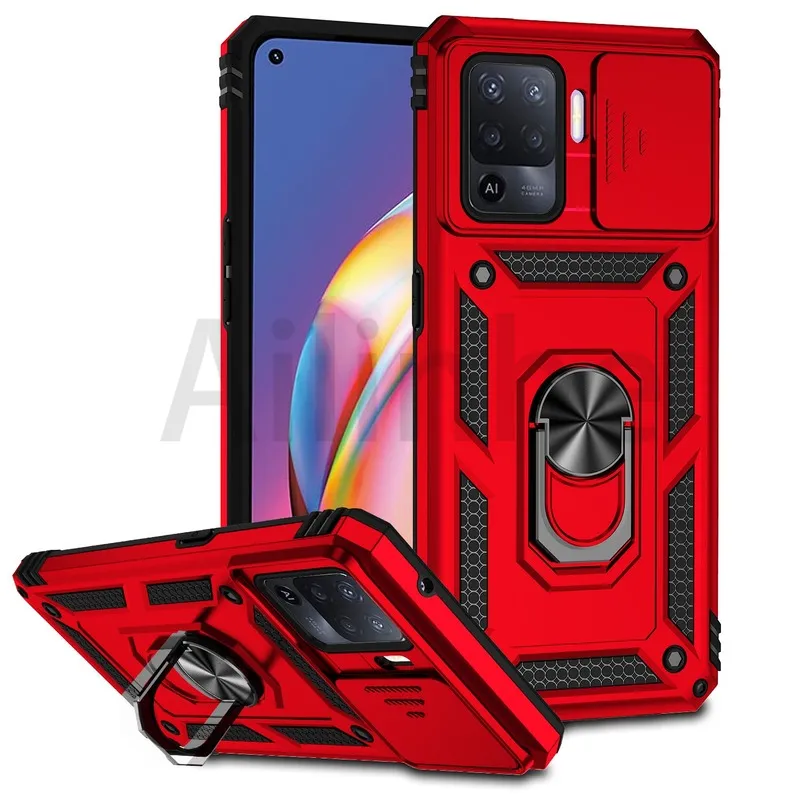 For OPPO A94 5G Case, Ring Armor Shockproof Stand Phone Cover +