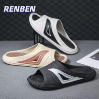 RENBEN ขั้นตอนใหม่ในความรู้สึกอึของรองเท้าแตะผู้ชายนอกบ้านเพื่อสวมใส่รองเท้าแตะรองเท้าแตะกีฬารองเท้าแตะพื้นรองเท้าหนา V725