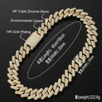 20มม. กว้าง Hip Hop AAA CZ หินปู Bling Iced Out Square Cuban Miami Link Chain Chokers สร้อยคอผู้ชาย Rapper เครื่องประดับ