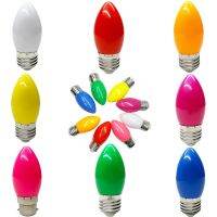 【สต๊อกพร้อม】เทียน C35,B22 E27หลอดไฟ LED โคมไฟพลาสติก LED AC 220V 2W สีสัน360องศา