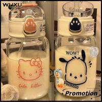 WUXU คุโรมิ ขวดน้ำพร้อมหลอด Cinnamoroll อะนิเมะ แก้วน้ำดื่มแก้ว กิจกรรมกลางแจ้งกลางแจ้ง ถ้วยพร้อมหลอด ขวดน้ำการ์ตูนอะนิเมะ เด็กนักเรียนชายหญิง