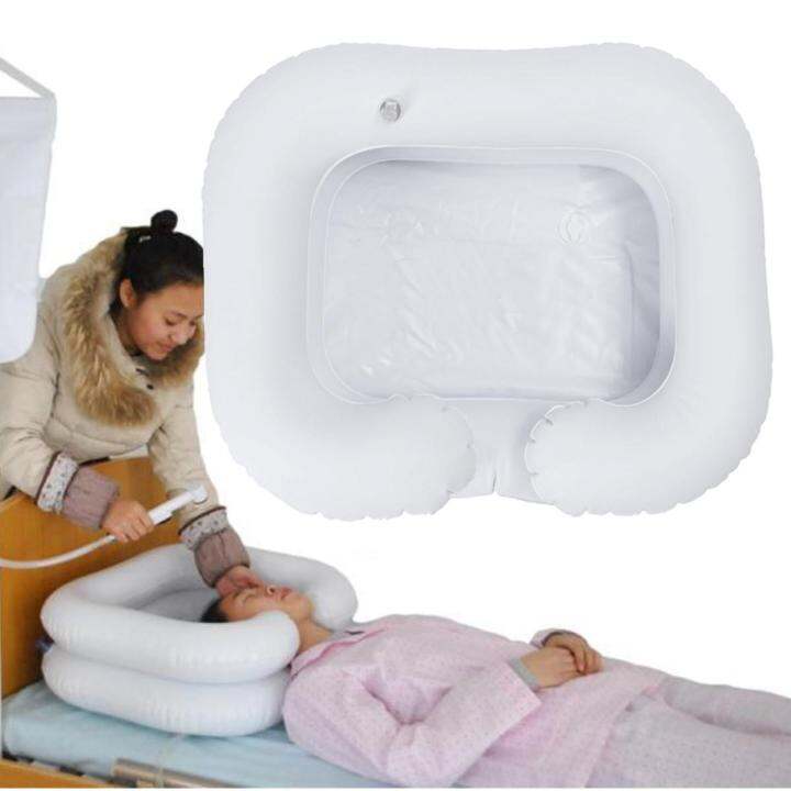 Inflatable Hair Washing Basin Portable Shampoo Tray Handicap Bed Rest