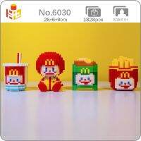 PN 6030 Food World French Fries Cola Drink Taro Pie Clown Doll Model Mini Diamond Blocks Bricks Building Toy for Children no Box