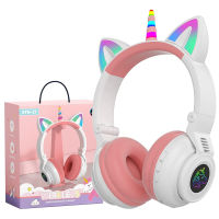 Unicorn Kids Headphones Bluetooth Headphones Foldable for Girls Boys Toddlers Light Up Kids Wireless Headphone Birthday Gifts