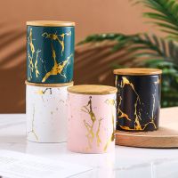 TEXCeramic sealed jar Nordic marbling tea dry fruit coffee flower tea candy storage jar kitchen storage box