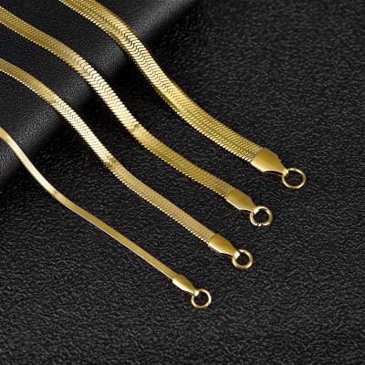 【CW】2-5mm Width Stainless Steel Flat Chain Necklace Hot Fashion Herringbone Gold Color Snake Chain for Men Women Gift Jewelry