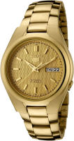 Seiko Mens SNK610 Seiko 5 Automatic Gold Dial Gold-Tone Stainless Steel Watch