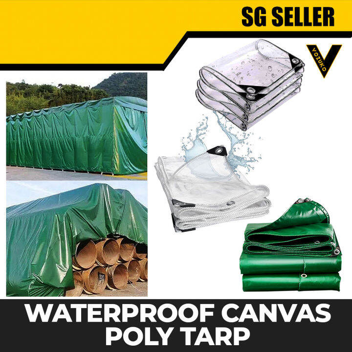 [SG SELLER] Waterproof Heavy Duty PVC Vinyl Poly Tarp Canvas Tarpaulin
