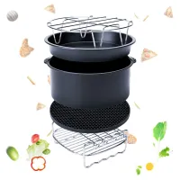 Newly 5-Set Air Fryer Accessories for Gowise Phillips Cozyna Fit 3.7-5.8QT Cake Barrel Pan Rack Mat Kit VA88