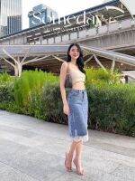 PATTERN.P SK002 : All Nice Denim High Waist ประโปรงยีนส์ผ้านิ่มเอวสูง ปลายระบายผ้าลูกไม้งานสวยแมทช์ง่าย