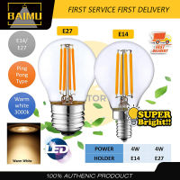 BAIMU หลอดไฟ LED 4W G45 หลอดไฟปิงปอง LED เอดิสัน E14 / E27 วอร์มไวท์ 3000k