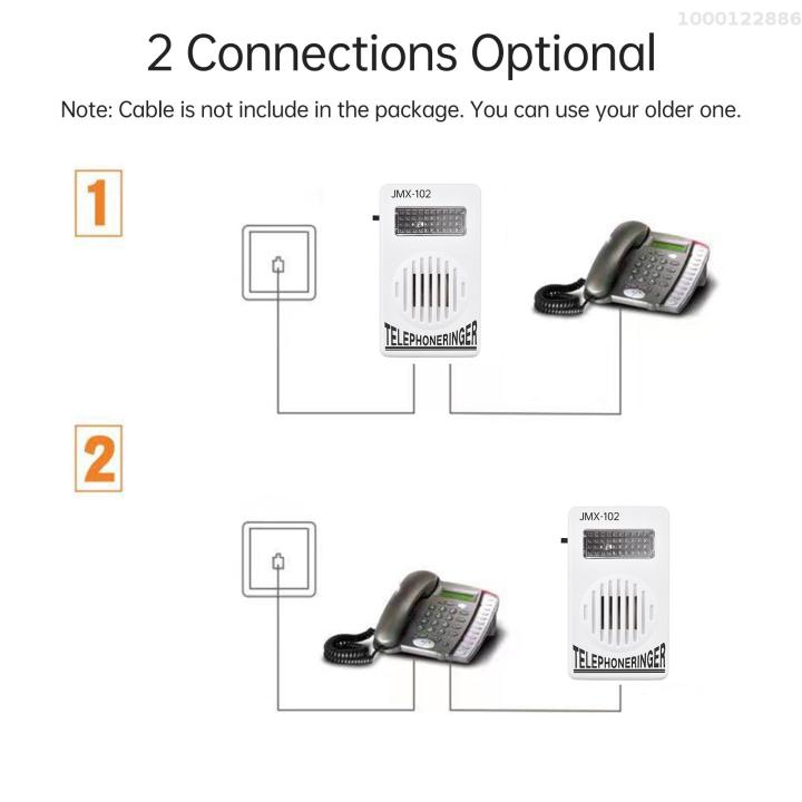 kkmoon-กริ่งโทรศัพท์ดังเครื่องขยายเสียง70db-ช่วยกดกริ่งไฟแฟลชรถยนต์พร้อมแสงแฟลชเหมาะสำหรับโทรศัพท์ตั้งโต๊ะ6p2c-ประเภทตัวเชื่อมต่อติดผนังไม่ใช้แบตเตอรี่