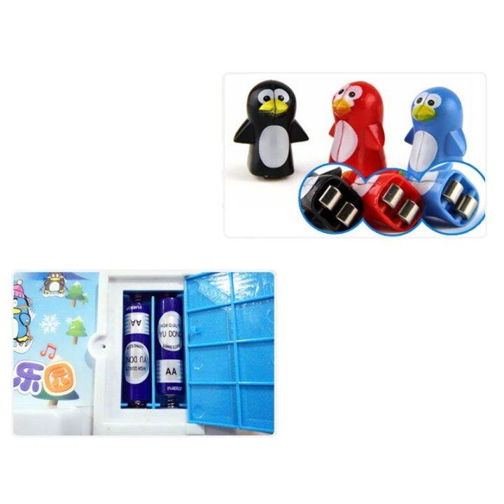 parent-child-interaction-puzzle-kids-toy-penguin-slide-electric-railcar-with-music-fun-penguin-climbing-stairs-toys-for-children