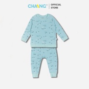 Bộ quần áo dài raglan Snow tăm xanh Chaang