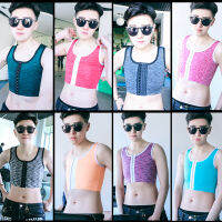 Multicolor หัวเข็มขัดด้านหน้าเต็มรูปแบบผ้าพันคอสั้นหน้าอก Binder FTM เสื้อกั๊กชุดกระชับสัดส่วน Undershirts ที่รัดหน้าอกทอมบอย Tomboy