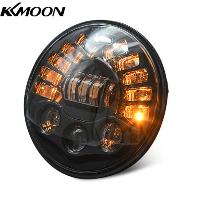 KKmoon 7 นิ้ว85วัตต์ LED ไฟหน้าเปลี่ยนสำหรับรถจี๊ปแรงเลอร์ JK TJ LJ 1997-2018,W/ DRL,สูง/ต่ำคาน,และสีเหลืองอำพันเลี้ยวไฟรัศมี1ชิ้น