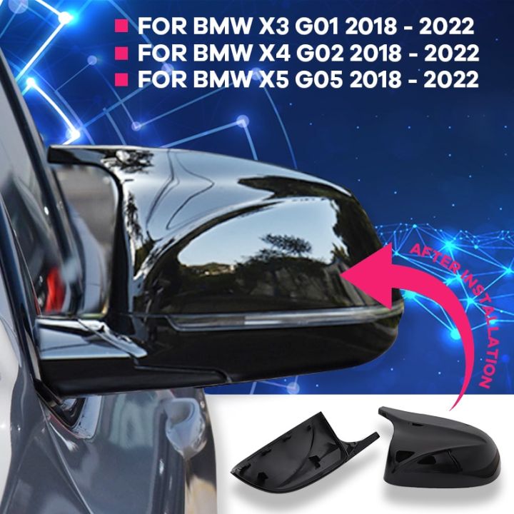 หมวกแก๊ปกระจกมองหลังข้างรถยนต์คุณภาพสูงสำหรับ-bmw-x3-g01-x4-g02-x5-g05-2018-2022สีดำอุปกรณ์เสริมฝาครอบกระจกสไตล์-m3