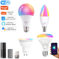 Tuya WiFi Smart Blub E27 E14 GU10 Smart Color Light Bulbs RGB 8W 12W 18W Dimmable with APP, Voice Control for Home, Alexa