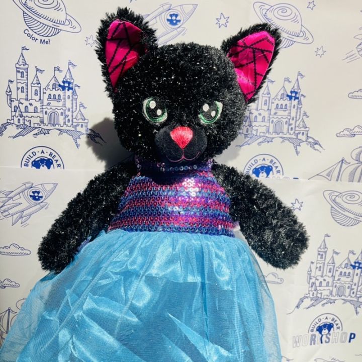 ตุ๊กตาบิ้วอะแบร์-น้องแมวดำขนวิ้ง-คอลเลคชั่นฮาโลวีน-build-a-bear-workshop-สินค้ามือสองสภาพใหม่นำเข้าจากอเมริกา
