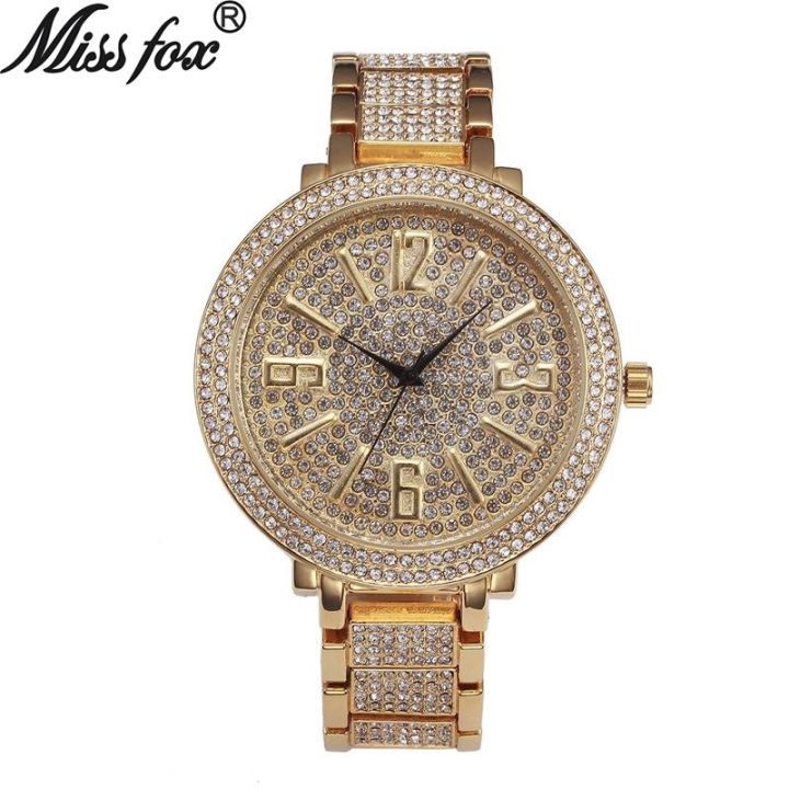 แฟชั่น-bling-สีทองผู้หญิงคริสตัลนาฬิกาแบรนด์ดังสแตนเลส-rhinestones-วงสุภาพสตรีนาฬิกาข้อมือนาฬิกาลำลองหญิงนาฬิกา