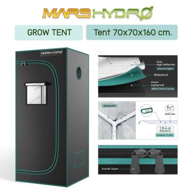 Mars Hydro เต็นท์ปลูกต้นไม้ Marshydro 70x70x160 cm. Mars hydro Grow Tents เต้นปลูก 1680D Diamond Mylar Hydroponic Indoor Garden Green house Grow tent Cannadude420 Mars Hydro 2.3x2.3 / 27X27X63 (70X70X160cm)