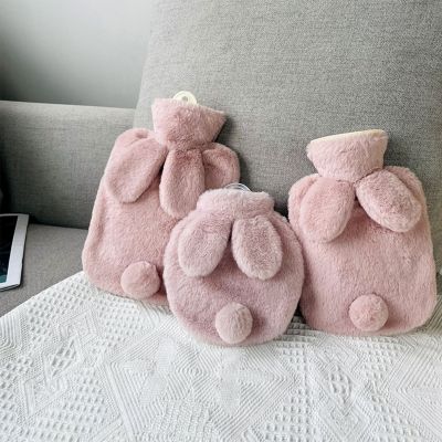 Cute Bunny Ear Plush Hot Water Bag Winter Outdoor Office Home Warming Products 300ml 500ml 1L Hand Warmers for Women Girls Gifts