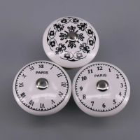 Pastoralism White Ceramic knob ,Star Flower Clock Print Kitchen Cabinet Cupboard Door knob and handles Kids Drawer Knob Pulls