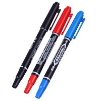 10Pcs/Set Dual Tip Marker Pen Waterproof Oil Permanent 0.6/1.2 mm Nib Black Blue Red Art Marker Pens School Office Stationery