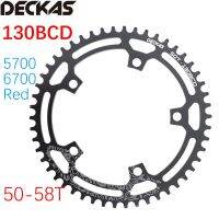 Deckas Chainring 130 Bcd รอบสำหรับ Shimano 5700 6700 50 52 55 58 T 60T 130bcd จานจักรยานเสือหมอบสำหรับ Sram สีแดง