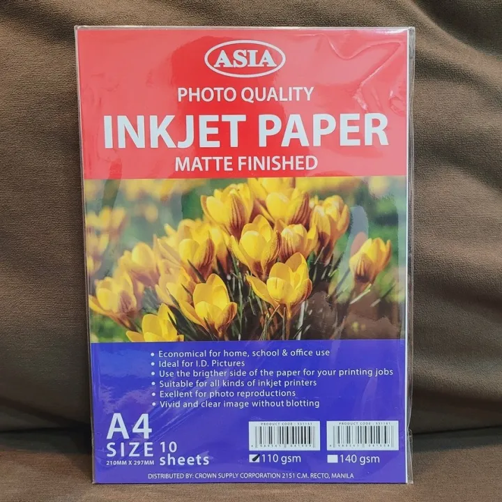 Matte Or Glossy Photo Paper Asia 110 Gsm 10S A4 Lazada PH