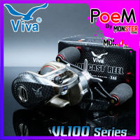 รอกหยดน้ำ VIVA Baitcast Reel VL100 หมุนซ้าย (ลายแคฟล่าแดง/น้ำเงิน/ดำ)