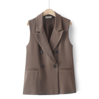 【มีไซส์ใหญ่】Plus Size XL-4XL Black Brown Womens Sleeveless Vests Ladiess Elegant Spring Autumn New Blazers