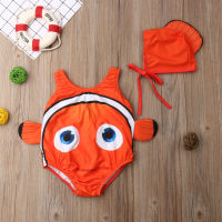 Baby Girl Swimsuit 2Pcs Goldfish Swimwear Boys Swimmable Kids Beach Bikini Girls Print Sweet Costume+Swimming Hat Bathing Suit  by Hs2023