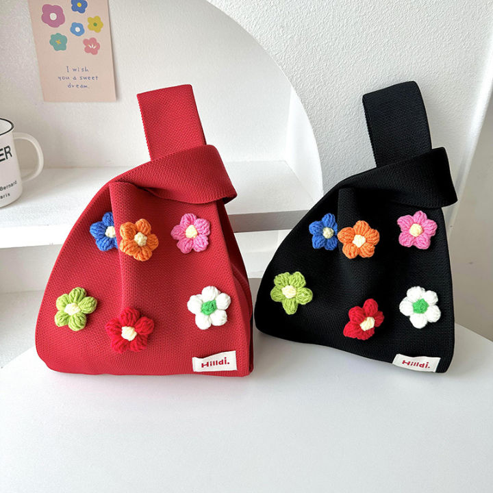tote-bag-colorful-bag-versatile-bag-handheld-vest-bag-knitted-woolen-handbag-korean-bag-cute-bucket-tote