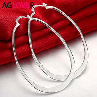 AGLOVER 925 Sterling Silver 68MM Smooth Round Hoop Earrings For Woman Best Gift Fashion Charm High Quality Wedding Jewelry