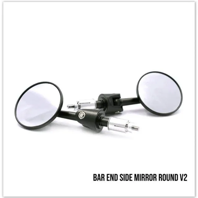 Bar End Side Mirror Round V2 Motorcycle Handle Bar End Side Mirror View