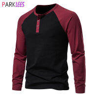 Mens Casual คลาสสิก R Raglan แขนเบสบอล T เสื้อ Slim Fit Pullover Tshirt ผู้ชายสบายๆออกกำลังกาย Gym Henley Tee เสื้อ Homme