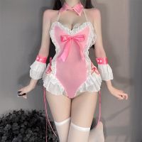 ▫ URP 2022 Japanese Lolita Anime Pink Sexy Bunny Girl Cosplay Women Costume Cute Open Crotch Bodysuit Uniform Roleplay Kawaii Lingerie