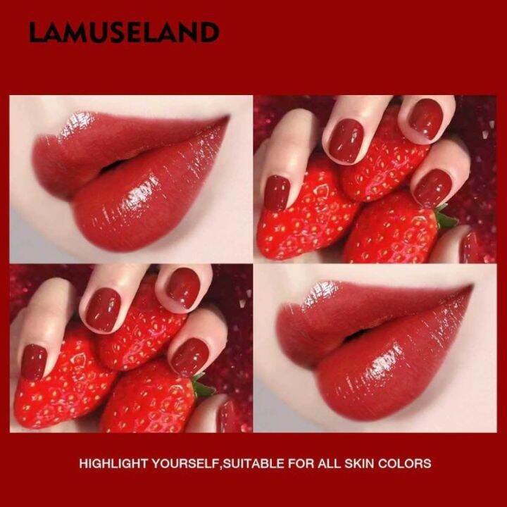 lamuseland-สีทาปากแบบด้านลิปสติกจิ๋วติดทนน้ำ12สี12ชั่วโมงยาวนานลิปสติกเหลว