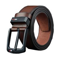 COD SDFERYRTUTYUY [Free punch] [COD] [Ready Stock] Tommy Retro Casual Business Belts Waistband Smooth Leather Girdle Black Pin Buckle Waist Strap For Men belt