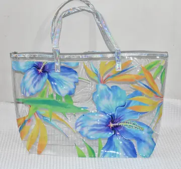 Blue Flowers Clear Purse Handbags Cute Transparent Shoulder Bag