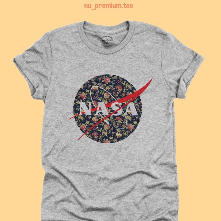 การออกแบบเดิมเสื้อยืด-นาซ่า-nasa-logo-ลายดอกไม้-ไซส์-s-2xls-5xl