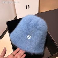 ❀ Korea Designer M Hat Woman Warm Angola Fur Ins Fashion Basin Fluffy Panama
