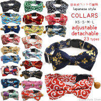 Dog Collar Adjustable Japanese Style Neckerchief with Bowknot Bell XS-L Shiba Inu Kimono Accessorie Husky Teddy Cat Bow Tie